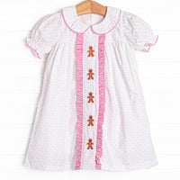 Gingerbread Gal Embroidered Dress, Pink