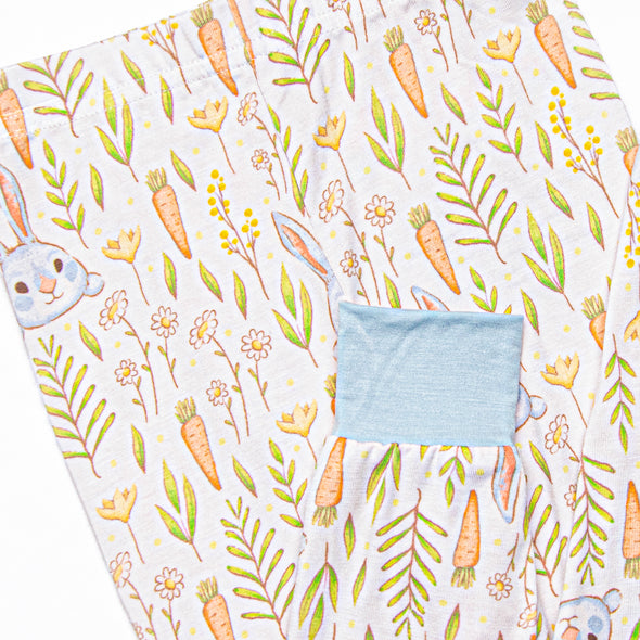 Cottontails and Carrots Bamboo Pajama Set, Blue