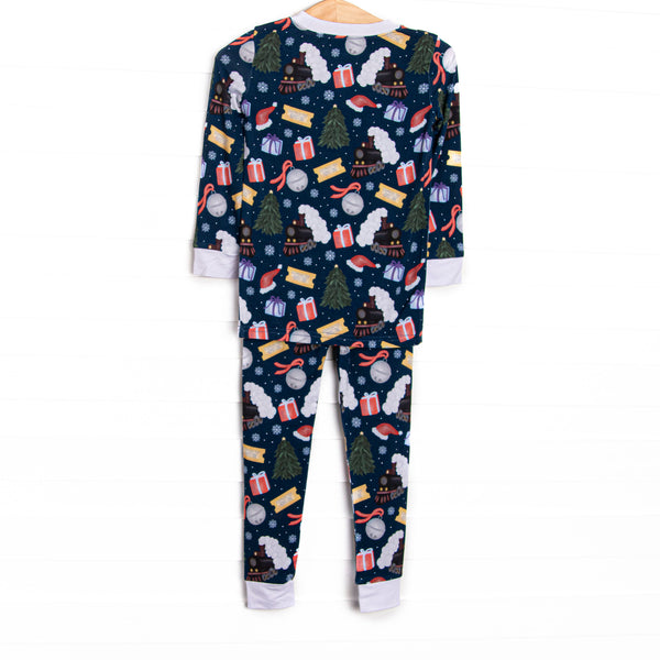 Christmas Express Bamboo Pajama Set, Navy