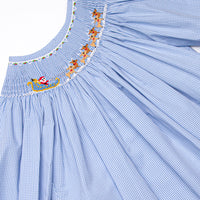 St. Nick's Sleigh Smocked Legging Set, Blue