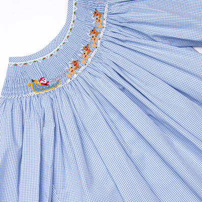 St. Nick's Sleigh Smocked Legging Set, Blue