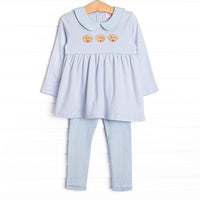 Pups and Paws Pima Embroidered Legging Set, Blue