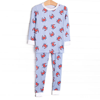 East Coast Crabs Bamboo Pajama Set, Blue
