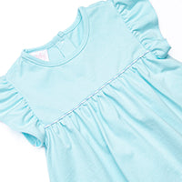 Seafoam Stripes Ruffle Short Set, Blue