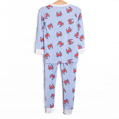 East Coast Crabs Bamboo Pajama Set, Blue