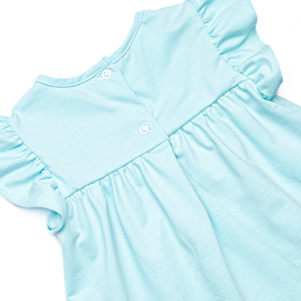 Seafoam Stripes Ruffle Short Set, Blue