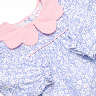 In the Moment Meadow Scalloped Collar Diaper Set, Blue