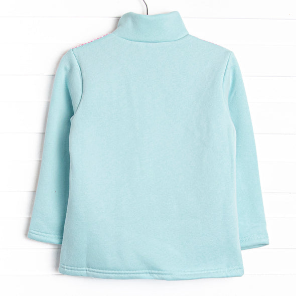 Sawyer Fleece Pullover, Mint and Pink Gingham