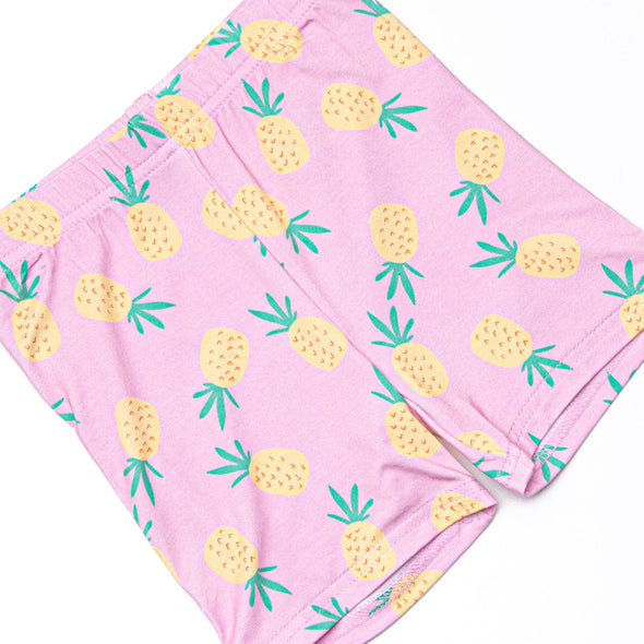 Pretty in Pineapples Bamboo Pajama Short Set, Pink