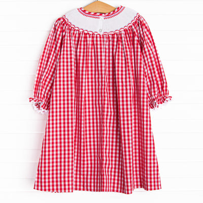 Conversation Hearts Smocked Bishop Dress, Red