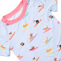 Ruff Tide Rider Girl Bamboo Pajama Short Set, Blue