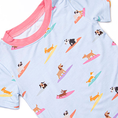 Ruff Tide Rider Girl Bamboo Pajama Short Set, Blue