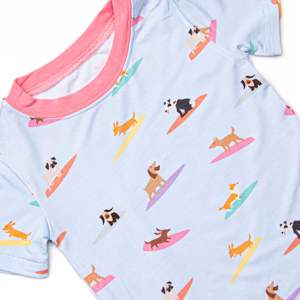Ruff Tide Rider Girl Bamboo Pajama Short Set, Blue