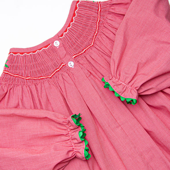 Ornamental Occasion Smocked Legging Set, Red Mini Gingham