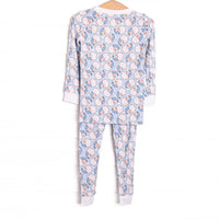 Santa Snowfall Bamboo Pajama Set, Blue