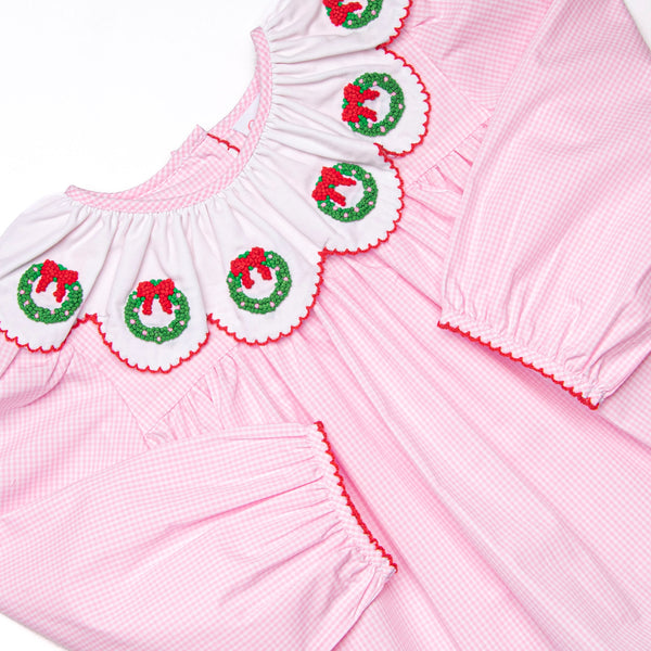 Adorned and Decorated Embroidered Romper, Pink