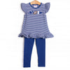 Go, Fight, Win Applique Legging Set, Blue