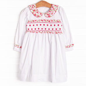 Going Steady Smocked Dress, White