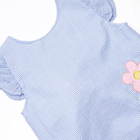 Sprout Up Spring Applique Ruffle Short Set, Blue