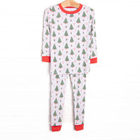 This set is made of the extremely soft, stretchy bamboo viscose fabric that feels like butter and features a Christmas tree print.