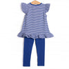 Go, Fight, Win Applique Legging Set, Blue