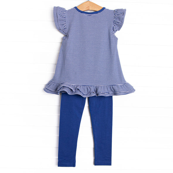 Go, Fight, Win Applique Legging Set, Blue