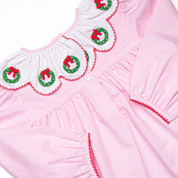 Adorned and Decorated Embroidered Romper, Pink