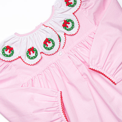Adorned and Decorated Embroidered Romper, Pink