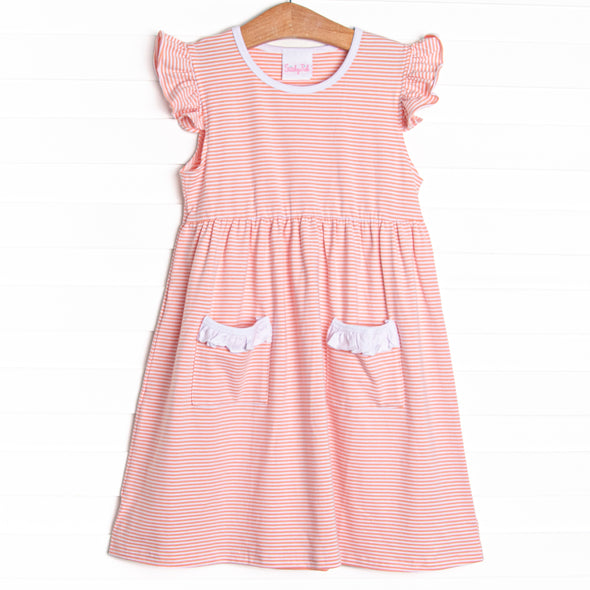 Everly Dress, Peach Stripe