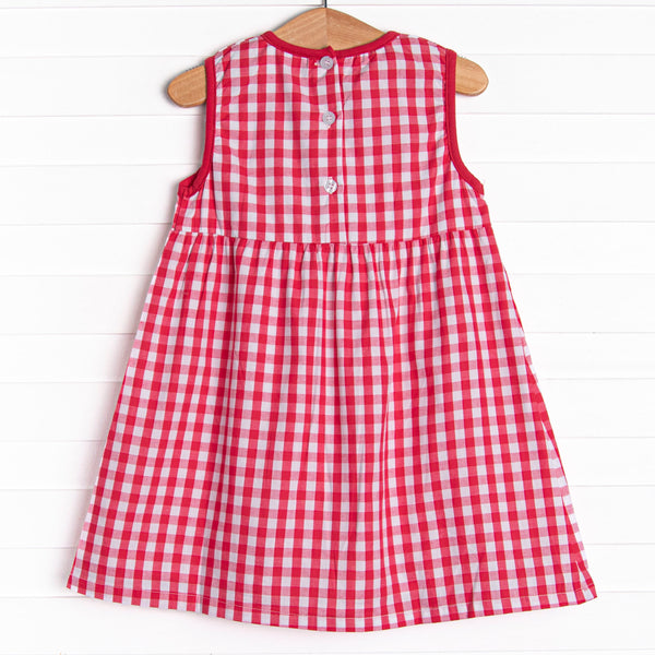 Arts and Crafts Apple Applique Dress, Red