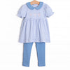 Blakely Bow Pima Embroidered Legging Set, Blue