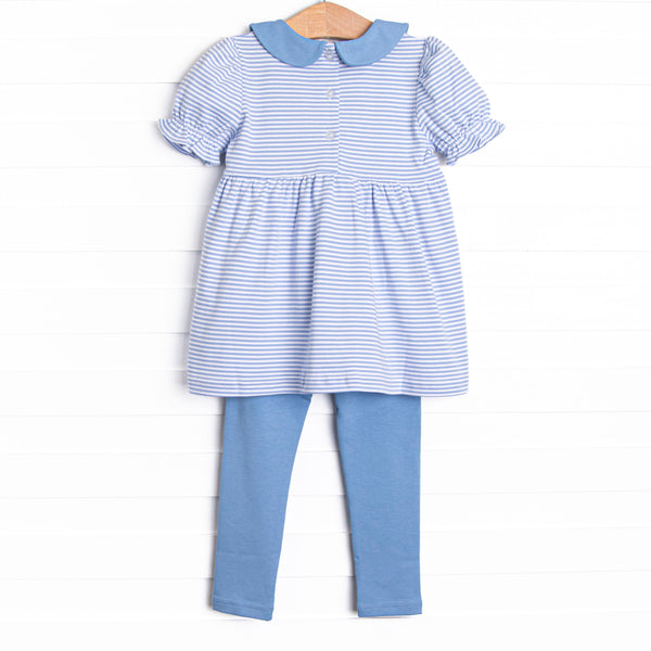Blakely Bow Pima Embroidered Legging Set, Blue