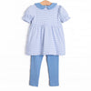 Blakely Bow Pima Embroidered Legging Set, Blue