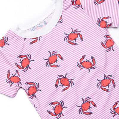 East Coast Crabs Bamboo Pajama Short Set, Pink