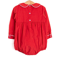 Prancer and Dancer Smocked Boy Bubble, Red