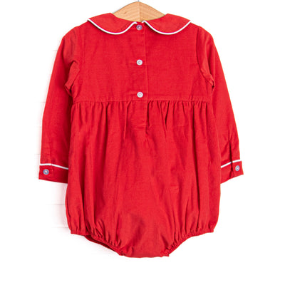 Prancer and Dancer Smocked Boy Bubble, Red