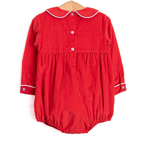 Prancer and Dancer Smocked Boy Bubble, Red