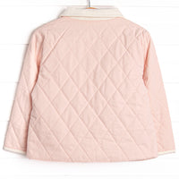 Corduroy Collar Quilted Coat, Pink