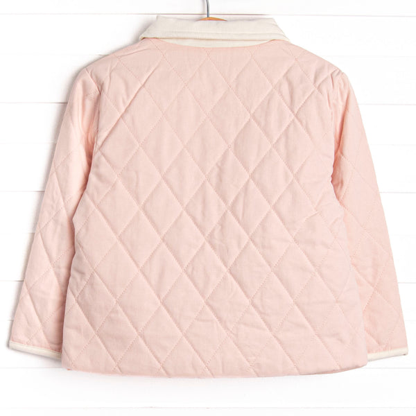 Corduroy Collar Quilted Coat, Pink