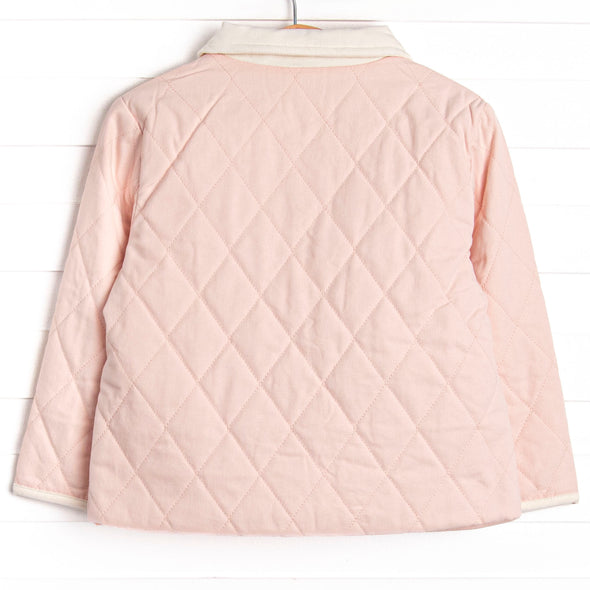 Corduroy Collar Quilted Coat, Pink