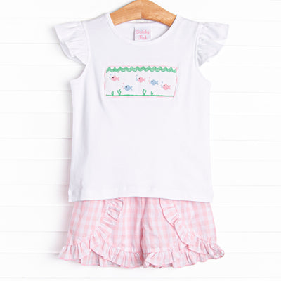 Go With the Flow Smocked Ruffle Short Set, Pink