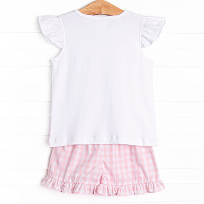 Go With the Flow Smocked Ruffle Short Set, Pink