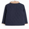Corduroy Collar Quilted Coat, Blue