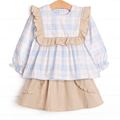 Picture Perfect Plaid Skirt Set, Blue