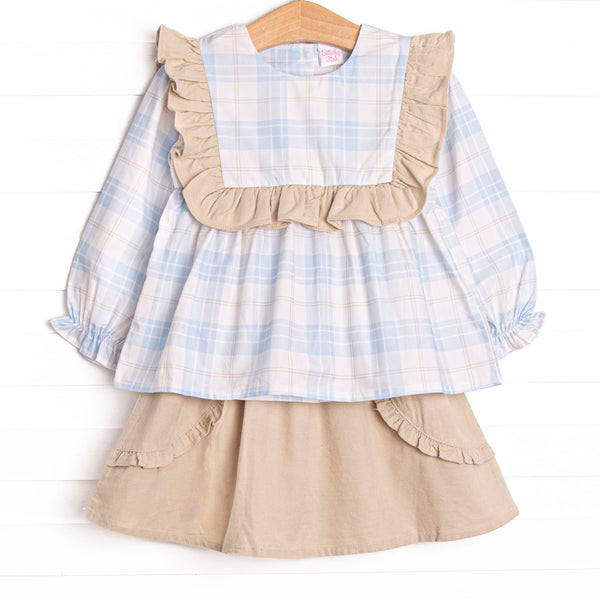 Picture Perfect Plaid Skirt Set, Blue