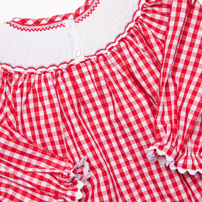 Conversation Hearts Smocked Bishop Dress, Red