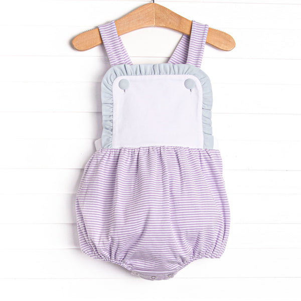 Claire Ruffle Sunsuit, Blue and Purple Stripe