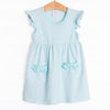 Everly Dress, Aqua Stripe