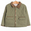 Corduroy Collar Quilted Coat, Green