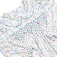 Bows and Bouquets Smocked Bubble, Blue